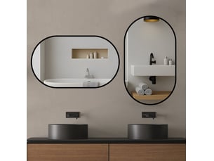 Miroir de salle de bains 50 x 80 cm noir et argent, cadre aluminium, pose murale horizontale ou verticale