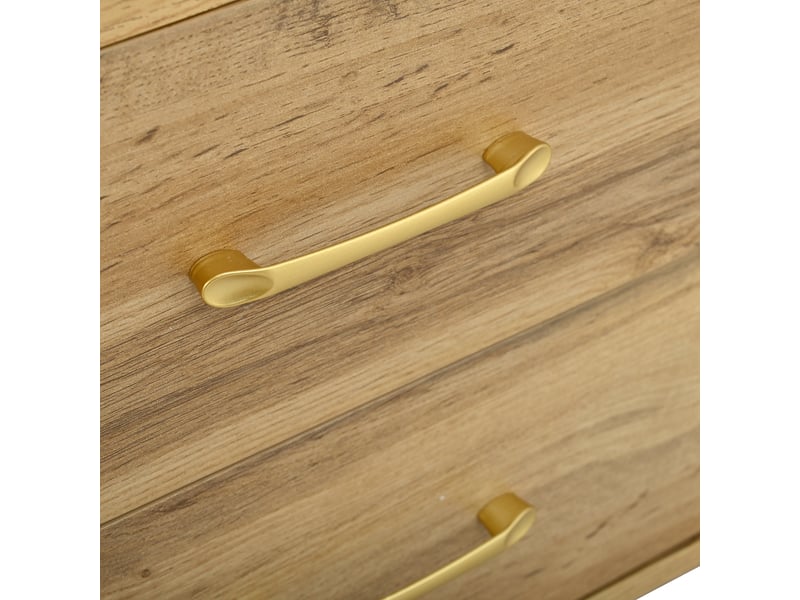  Meuble tv 160 cm style scandinave forme haricot avec 2 portes coulissantes et 2 tiroirs, pieds en bois massif, aspect bois naturel  - Conforama W
