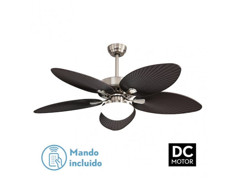  Ventilateur de plafond fabrilamp borasco dc nickelmarron 5 pales 132 cm 6 vitesses led 24 w télécommande 173191534 - Conforama C