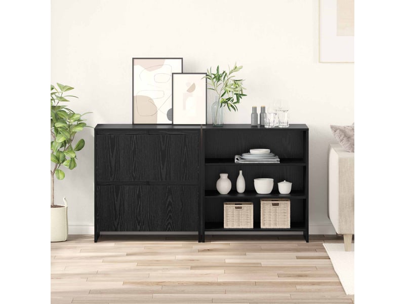  Buffet - bahut - meuble de rangement 2 pc chêne noir 70 x 41 x 75 cm bois d'ingénierie  - Conforama B