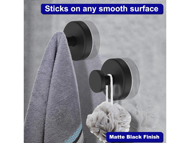  Crochet à ventouse de douche pour mur de porte en verre de fenêtre de salle de bains, paquet de 4, noir  - Conforama E
