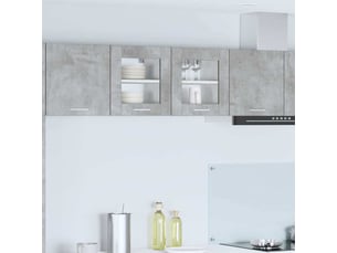 Meuble de rangement cuisine, armoire suspendue 2 pcs gris béton bois d'ingénierie shl6585