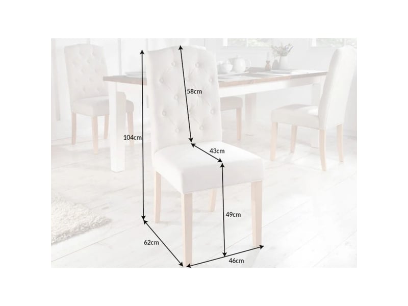  Lot de 2 chaises regina beige capitonnées – haut dossier chesterfield et pieds en bois massif  - Conforama C