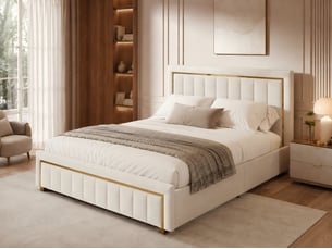 Lit coffre 140x190 cm <strong>KEFSR</strong>  <strong></strong> coloris beige