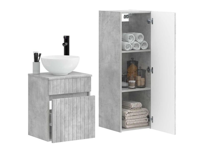 Ensemble de mobilier de salle de bain 2 pcs gris béton shl9672 - Conforama C