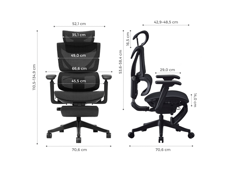  Fauteuil de bureau ergonomique réglable à 3 boutons homvra  - Conforama E