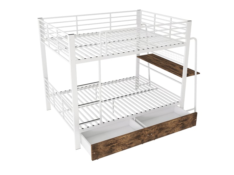  Lits superposés 140 × 200 cm métal blanc, bureau, led et tiroirs de rangement IKSETERA TRADING LTD - Conforama E