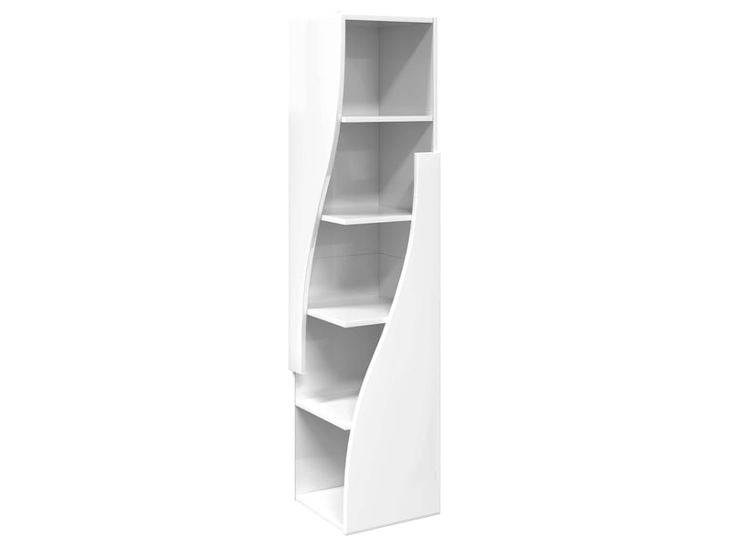  Meuble d'angle, meuble de rangement salon 32x32x140cm bois d'ingénierie blanc brillant  - Conforama A