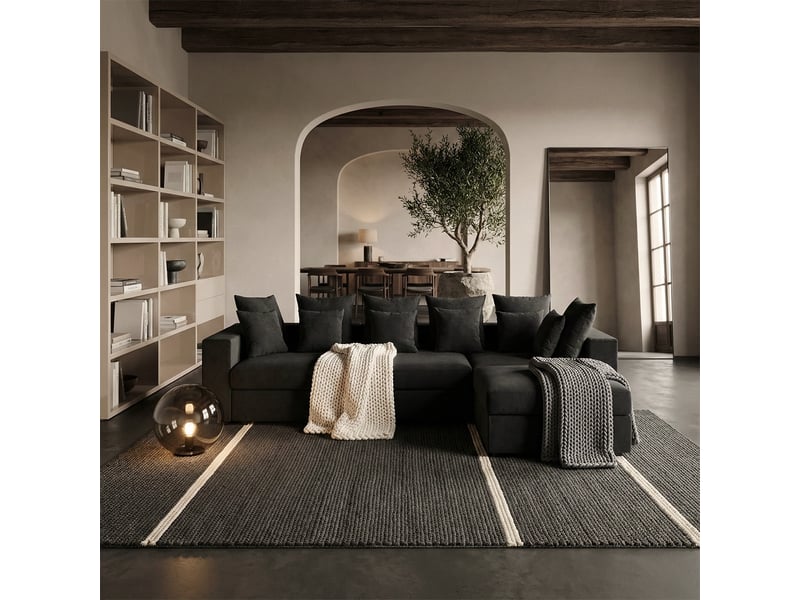  Canapé modulaire déhoussable made in italy avec pouf et coussins cortina a - noir  - Conforama B