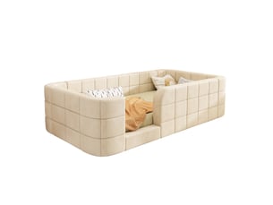 Lit simple 90x190 cm WISHDOR   coloris beige