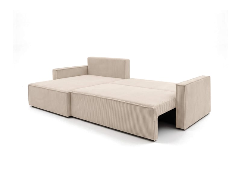  Farah - canapé d'angle max réversible et convertible 5 places accoudoirs slim en velours côtelé  - Conforama C