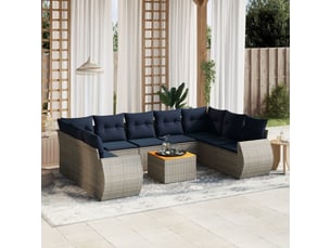 Vidaxl ensemble de canapé de jardin 10 pcs avec coussins gris résine tressée