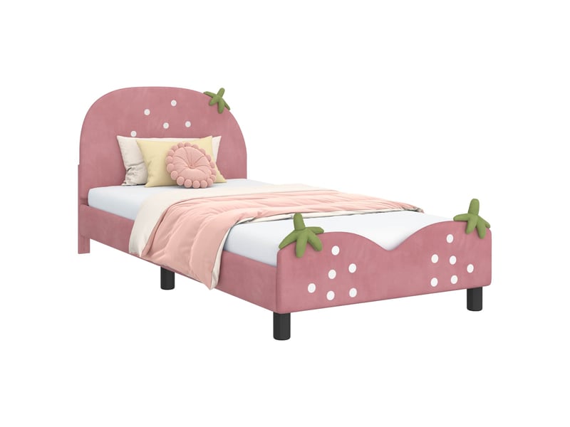  Cadre de lit pour enfants - lit jeune avec tête de lit rose 90 x 190 cm  - Conforama A