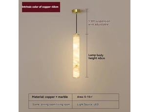 Suspension en marbre naturel 40cm, dorée – led lumière chaude, style chandelier moderne