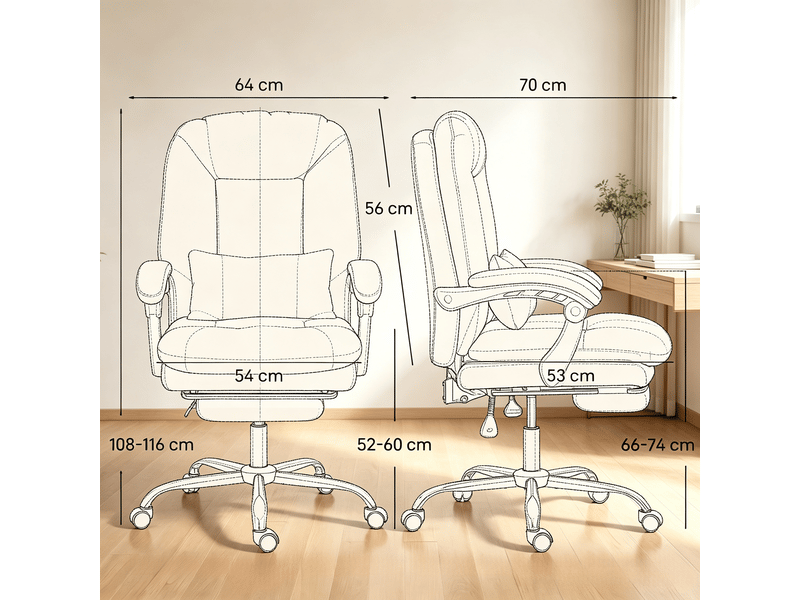  Chaise de bureau ergonomique inclinable jusqu’à 155° avec repose-pieds - lpospi - hauteur réglable, velours gris  - Conforama D