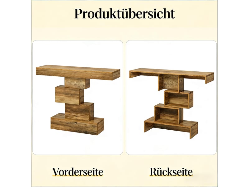  Console d’entrée avec base géométrique et design en marche, pour couloir et salon, 108 × 30 × 80 cm  - Conforama E
