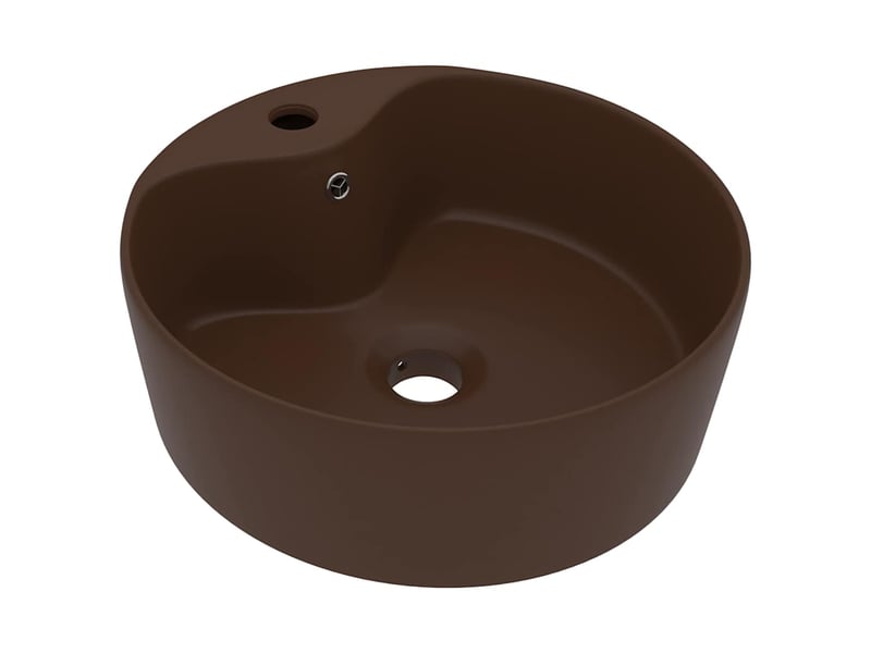 Lavabo de bain, vasque à poser avec trop-plein marron foncé mat 36x13 cm céramique cf65629  - Conforama A