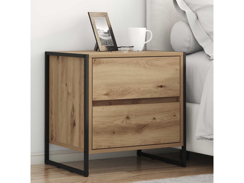  Table de chevet 2 pièces chêne artisan 50 x 39,5 x 50 cm  - Conforama B