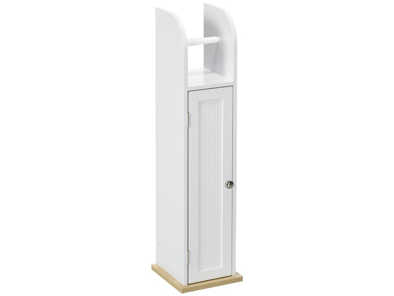 Meuble de salle de bain avec porte-papier toilette et 3 compartiments, 20 x 20 x 80 cm, blanc - Conforama B