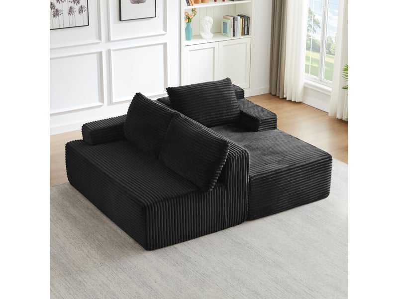  Canapé d'angle en velours côtelé 3 places, sans montage, modulaire, assise profonde, confort moelleux, design nuage  - Conforama W