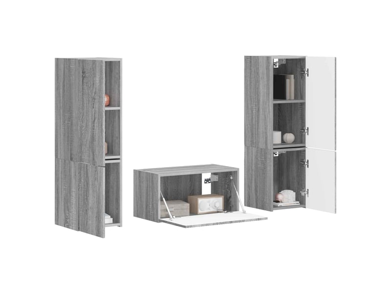  Ensemble meuble tv - banc tv - meuble de rangement 5 pcs gris sonoma bois d'ingénierie  - Conforama C
