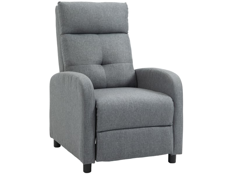 Fauteuil relax avec dossier inclinable jusqu’à 155° et repose-pieds, ressorts ensachés, polyester gris - Conforama A