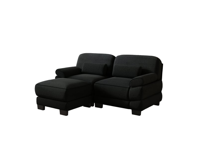  Canapé 2 places avec pouf 194x161x94 cm noir  - Conforama E
