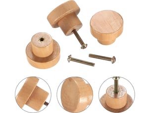 Jeu de 20 poignées en bois de 35 mm, tirateurs naturels pour meubles, tiroirs, commodes et placards avec vis