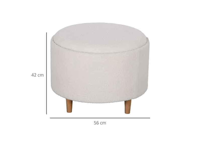  Pouf coffre modenvie rond ø 56 x h 42 cm à couvercle rabattable en polyester blanc  - Conforama C