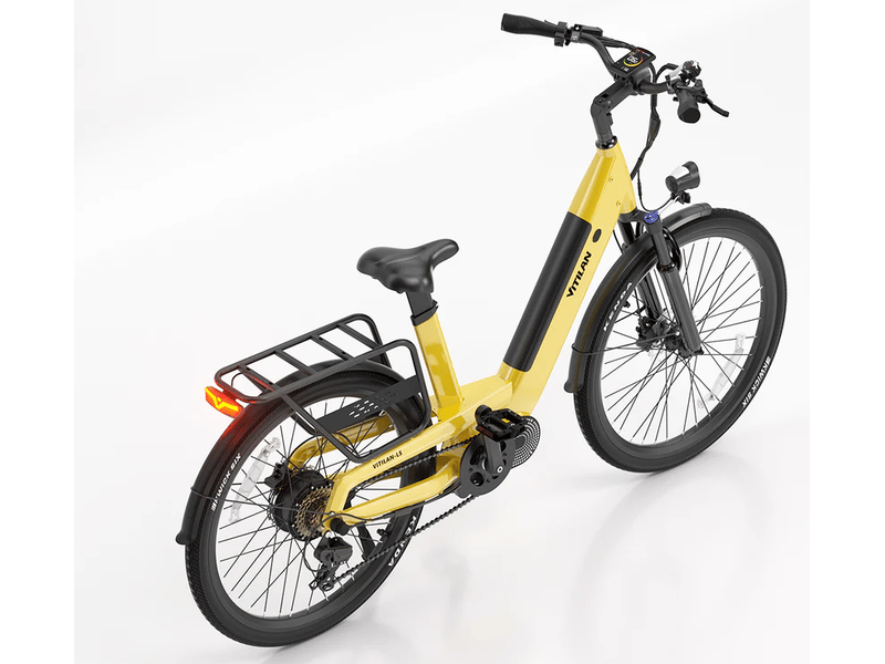 Vélo électrique vitilan l5,500w 48v 15ah,26*2,4 pneus larges kenda frein à disque hydraulique shimano 7 vitesses,jaune - Conforama C