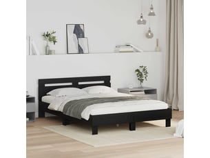Lit adulte, lit double, cadre de lit chêne noir 140x200cm bois d'ingénierie cf6086