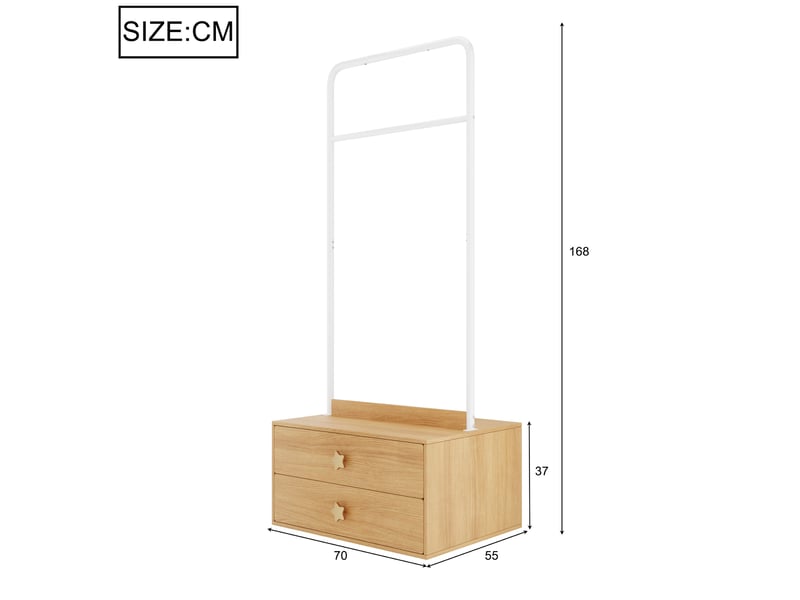  Armoire modenvie 2 portes 70 x 55 x 170 cm avec tringle et tiroirs mdf bois clair  - Conforama E