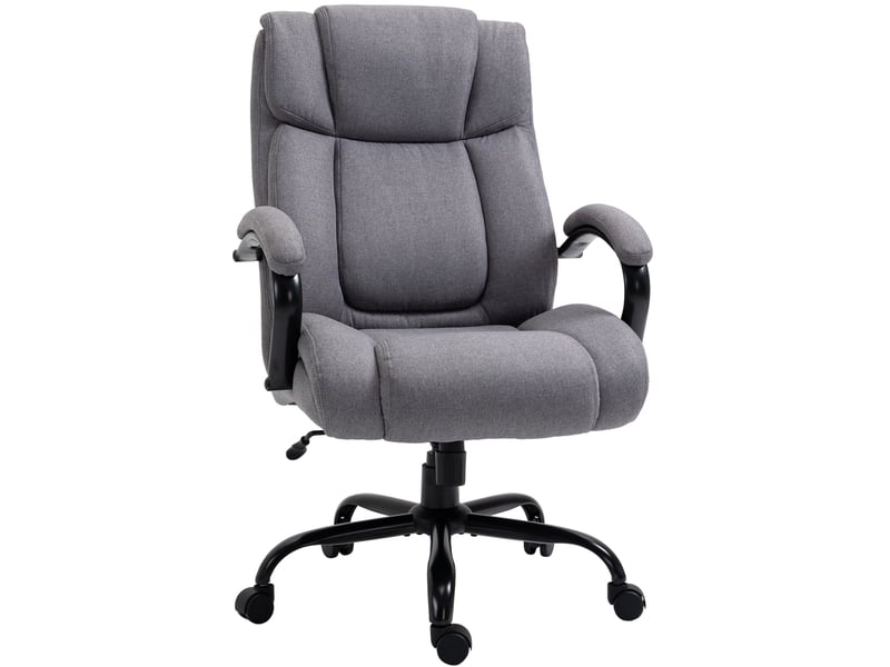  Chaise de bureau ergonomique gris clair à roulettes, hauteur réglable et fonction bascule, charge 220 kg  - Conforama A
