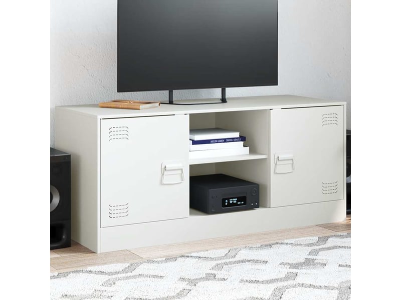  Meuble tv - banc tv - meuble de rangement blanc 99x39x44 cm acier  - Conforama B