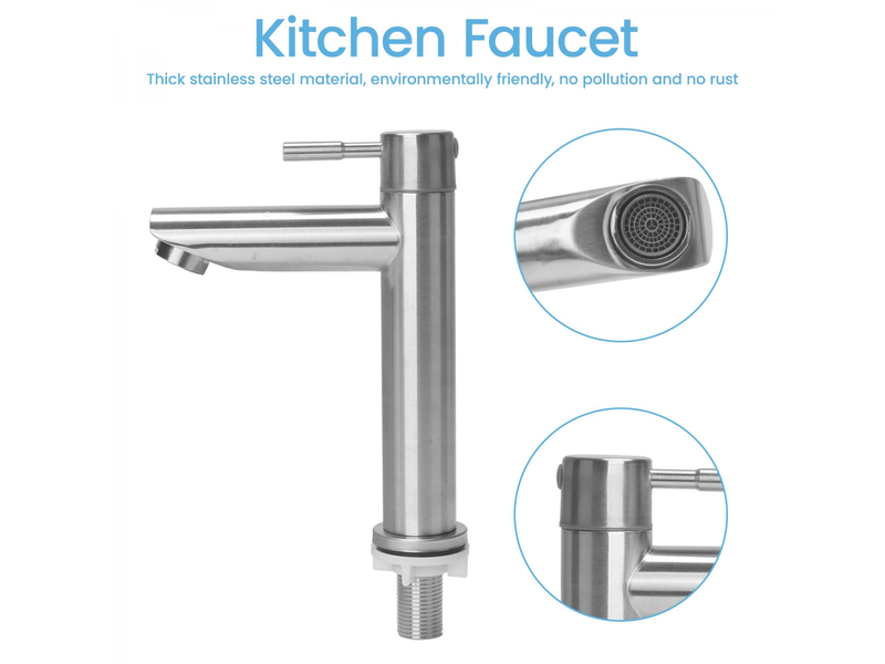 Robinet d'eau froide en acier inoxydable, robinet d'eau froide pour lavabo avec tube mélangeur pour lavabo baignoire, pour toilettes - Conforama C