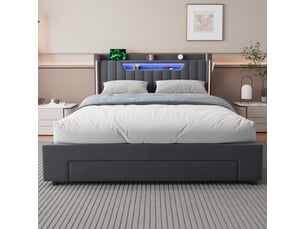 Lit coffre 140x200 cm MODFU coloris gris