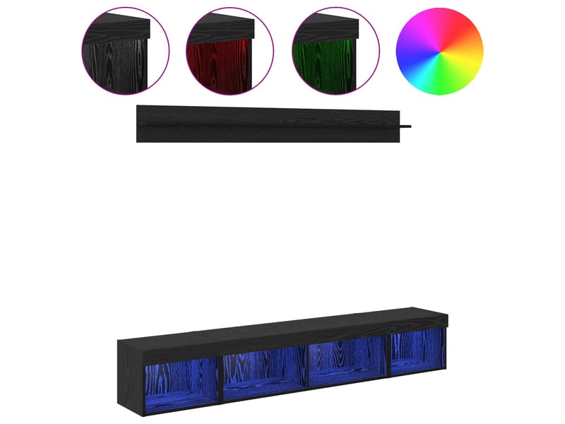  Ensemble de meuble tv - banc tv - meuble de rangement mural 5 pcs chêne noir bois d'ingénierie  - Conforama D