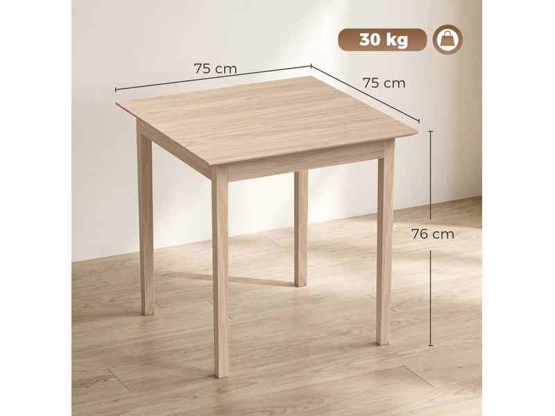  Table de salle à manger carrée 75 x 75 x 76 cm en pin, coloris bois, 2 personnes  - Conforama C