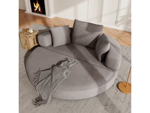 Canapé‑lit ovale modulable sans structure 173 x 176 cm, autoportant, revêtement velours côtelé, livré avec coussins, canapé‑lit pliable multifonction