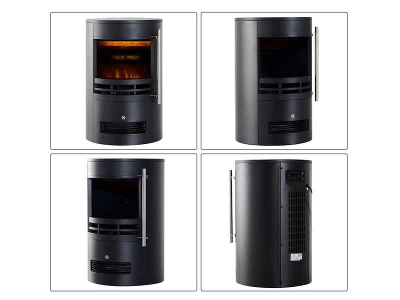  Poêle électrique tcqpz à effet flamme led 41 x 41 x 64,5 cm 9002000 w noir  - Conforama A