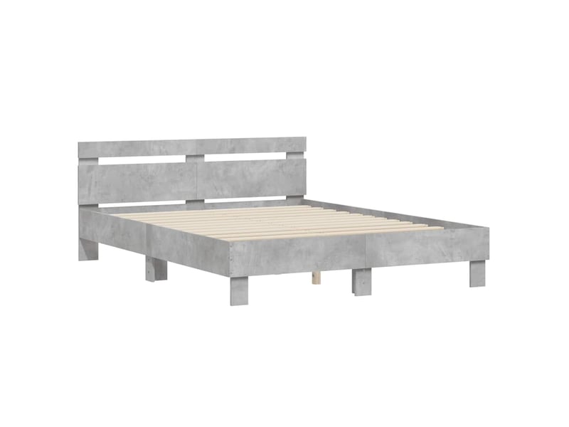  Lit double- lit adulte -  cadre de lit sans matelas gris béton 150x200 cm  - Conforama B