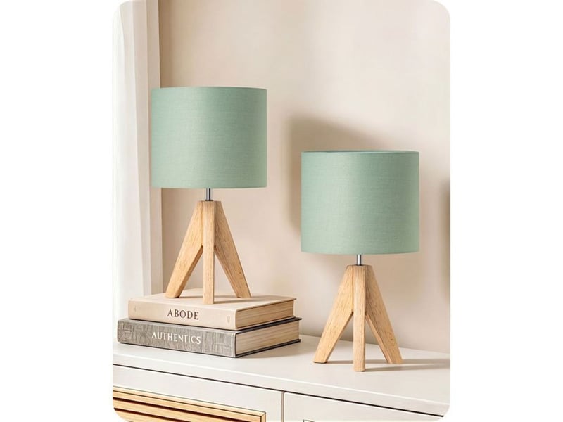  Lampe de table led lot de 2 abat-jour lin bois massif 2700k e27 4w style scandinave moderne 370618_AACKH15270_6_DROPFR - Conforama A
