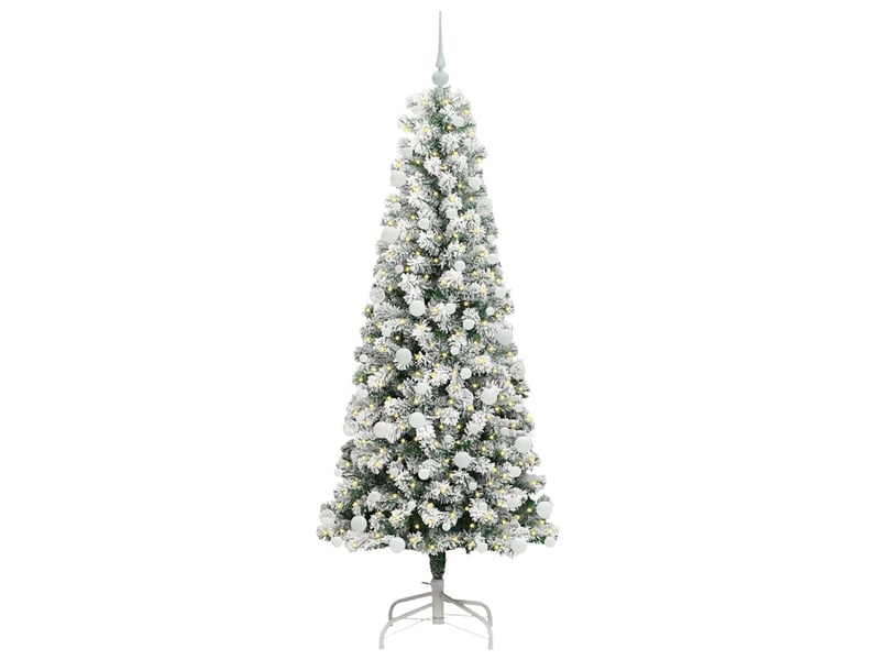  Sapin de noël, arbre de noël artificiel à branches articulées vert et blanc cf61125  - Conforama C