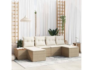 Vidaxl ensemble de canapé de jardin avec coussin 6 pcs beige polyrotin