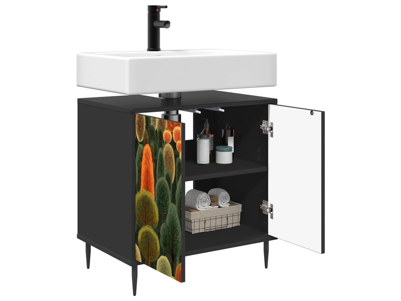  Armoire de salle de bain, meuble de rangement zaandam chêne noir 60x40x61 cm  - Conforama C