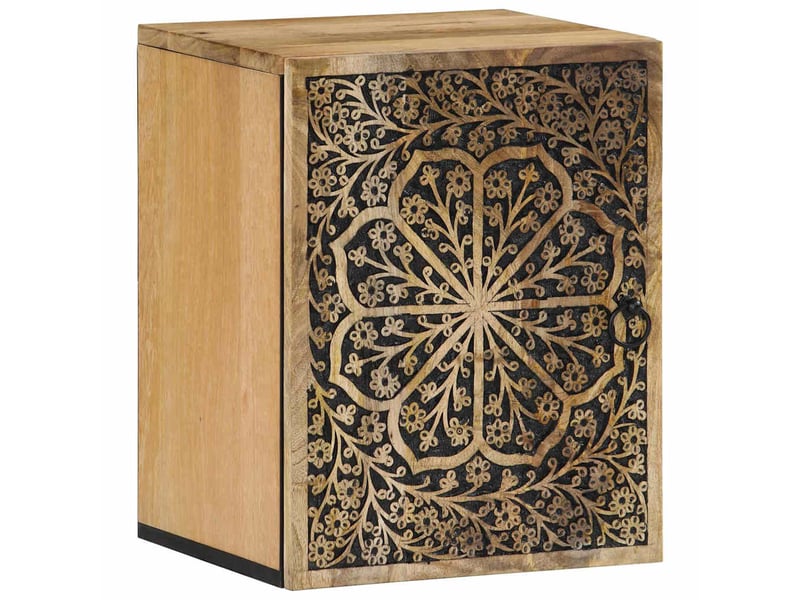  Armoire de salle de bain, meuble de rangement murale 38x33x48cm bois massif manguier  - Conforama B