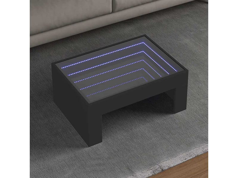  Table basse - table de salon - table à thé avec led infini noir 70x50x30 cm  - Conforama B