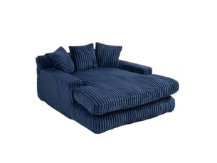 Canapé droit,canapé simple confortable en velours côtelé avec 3 oreillers moelleux,125x155x63,bleu