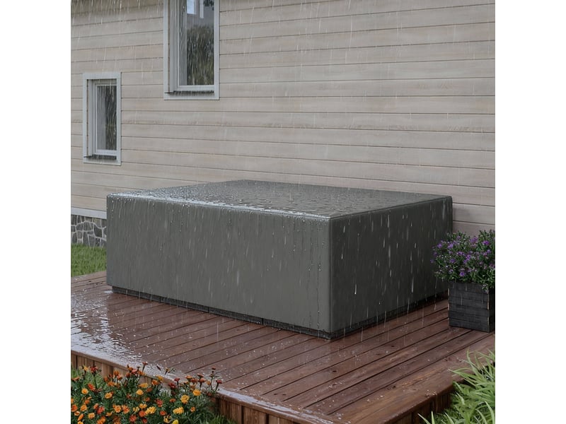  Housse de protection pour mobilier de jardin, résistante à l'hiver et imperméable, en bâche oxford, 275 x 205 x 90 cm, gris foncé  - Conforama D
