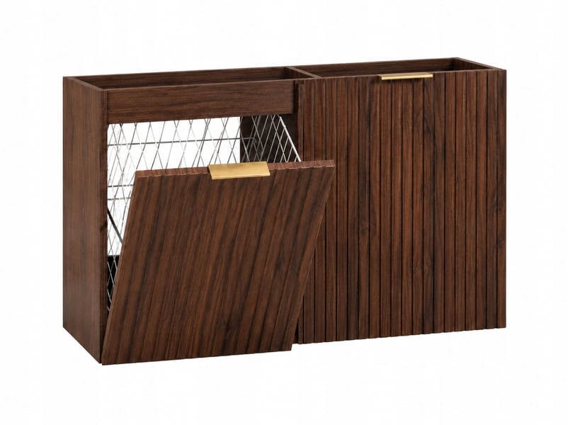  Ensemble de meubles bas flow noyer foncé 80 cm avec panier à linge  - Conforama A